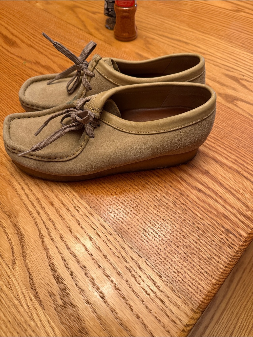 Clarks Taupe Suede Wallabees with Lace Tie